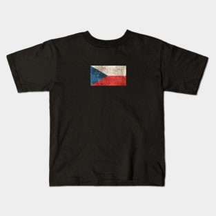 Vintage Aged and Scratched Czech Flag Kids T-Shirt